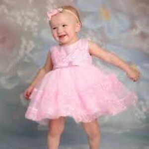 Baby Girl Holiday Wedding PINK floral dress church birthday  9 - 12M 9M …